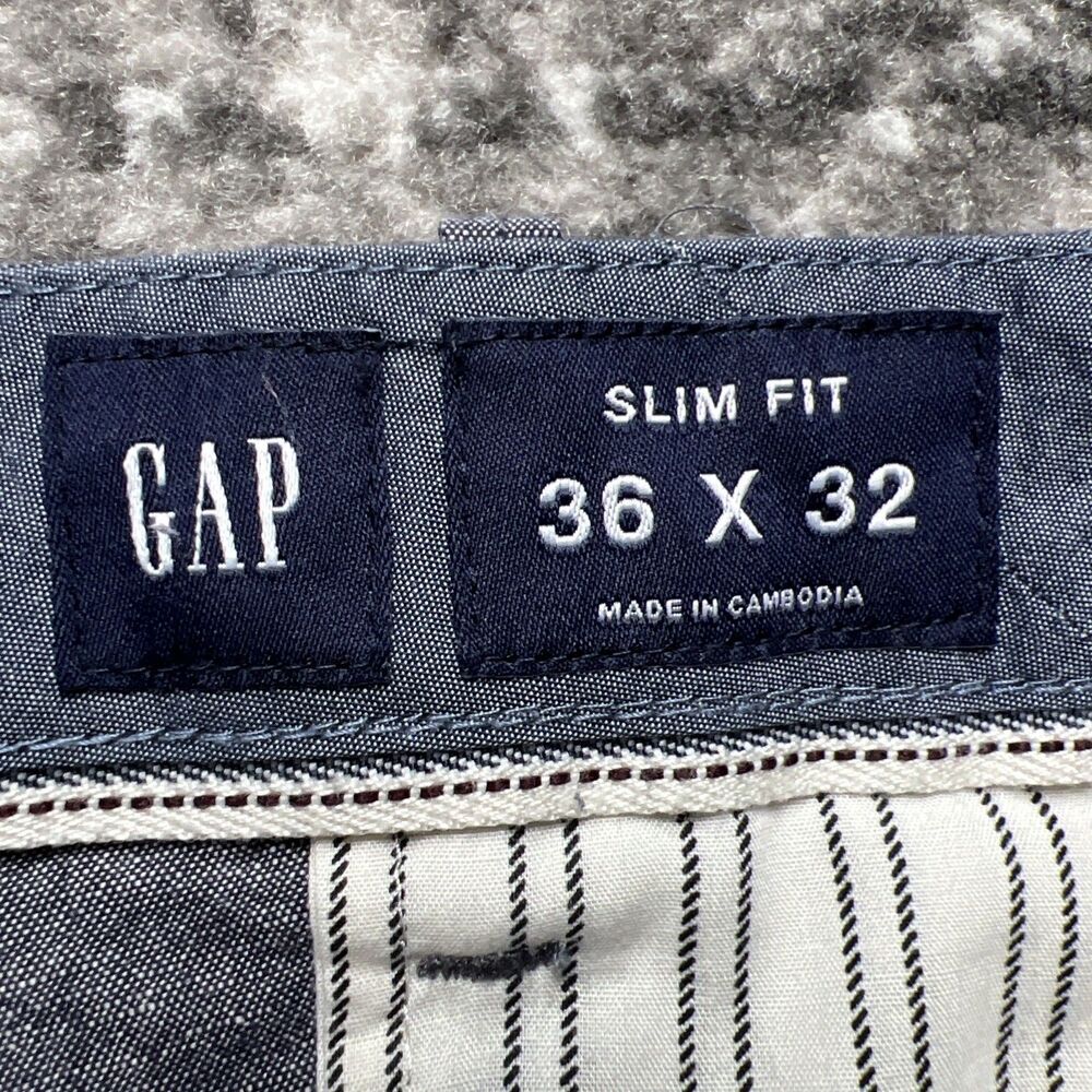 GAP Mens Slim Fit Linen Blend Chinos Pants Blue Size 36x32 Casual Office - Picture 3 of 9